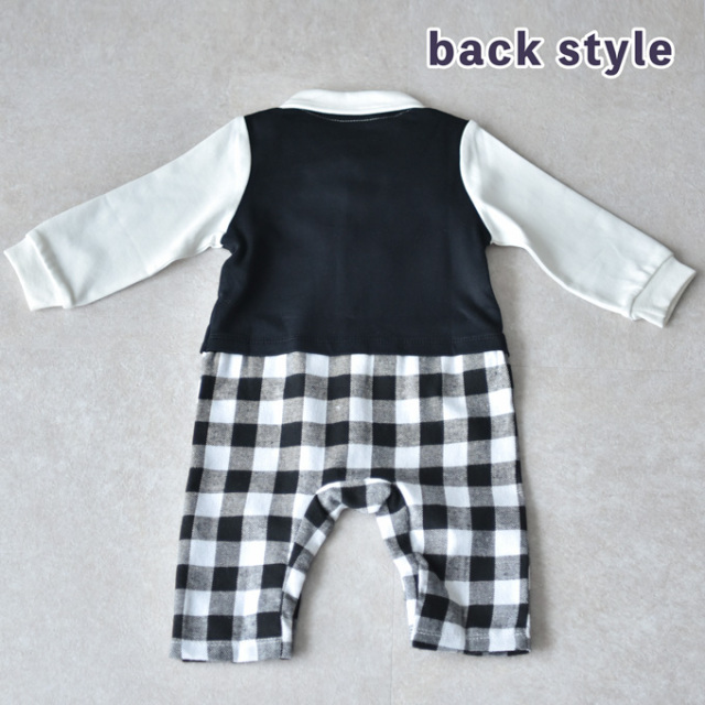 ベビー服 ベビー フォーマル 男の子 ロンパース チェック 長袖 子供服 春 Pearls パールズ