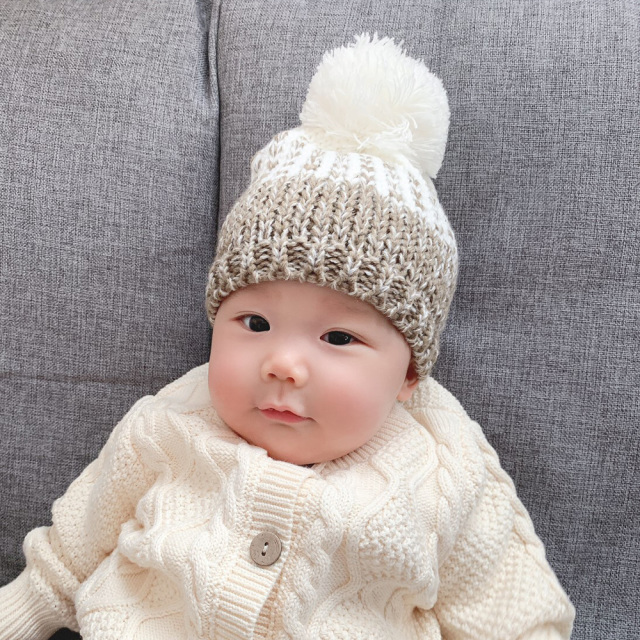 2点セット☆ママ＆ベビー 暖かニットキャップ 親子リンクコーデ