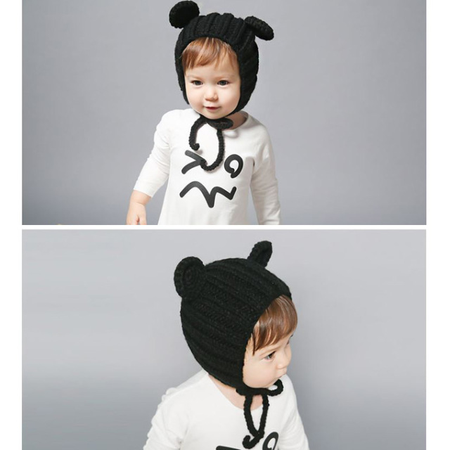 ベビー 帽子 赤ちゃん 冬 耳 女の子 男の子 くま ニットキャップ ニット帽 Pearls パールズ
