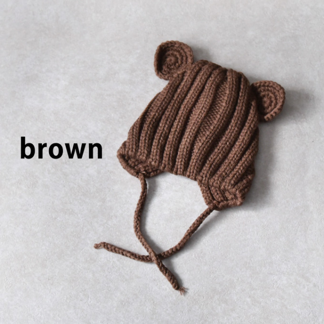 ベビー 帽子 赤ちゃん 冬 耳 女の子 男の子 くま ニットキャップ ニット帽 Pearls パールズ