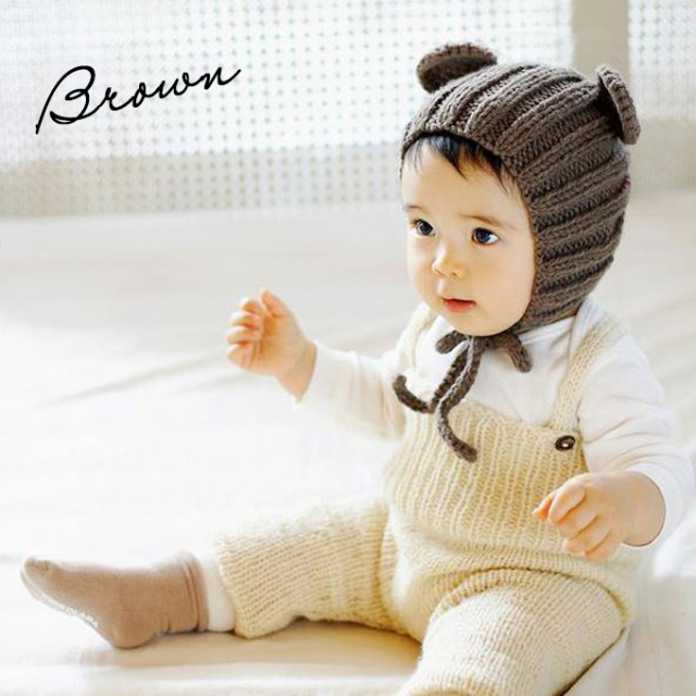 ベビー 帽子 赤ちゃん 冬 耳 女の子 男の子 くま ニットキャップ ニット帽 Pearls パールズ