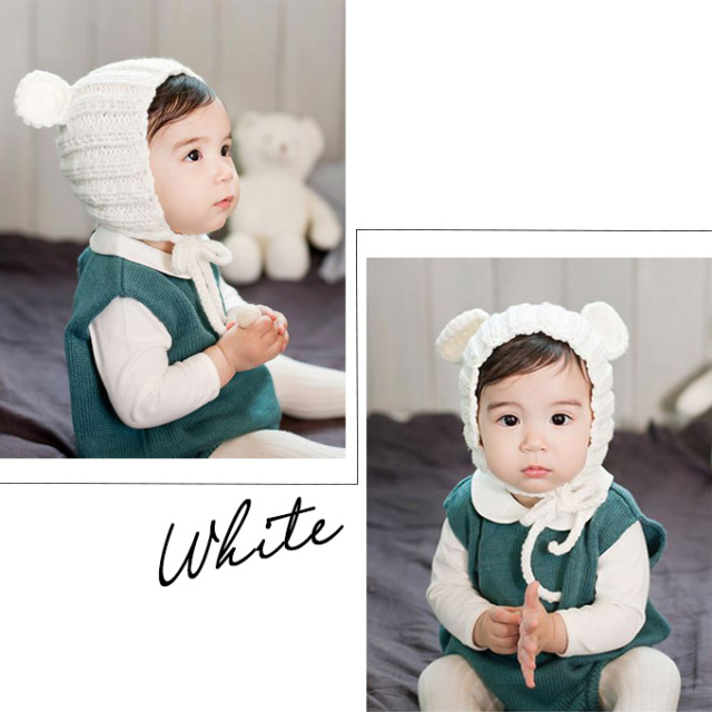 ベビー 帽子 赤ちゃん 冬 耳 女の子 男の子 くま ニットキャップ ニット帽 Pearls パールズ