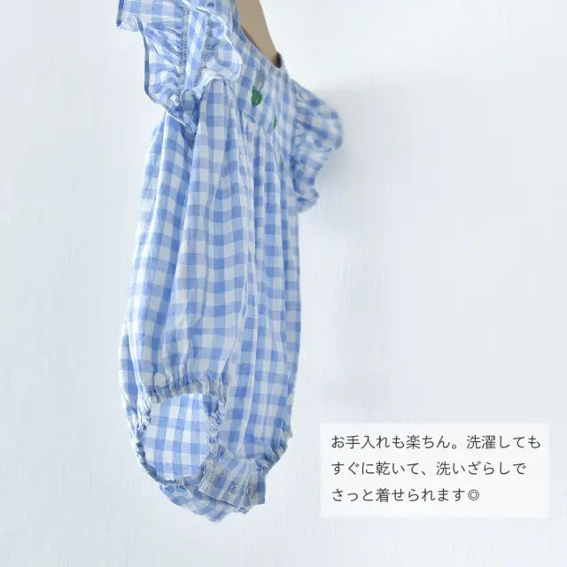 ベビー キッズ ロンパース ベビー服 キッズ服 子供服 チェック ギンガムチェック ショルダーフリル Pearls パールズ