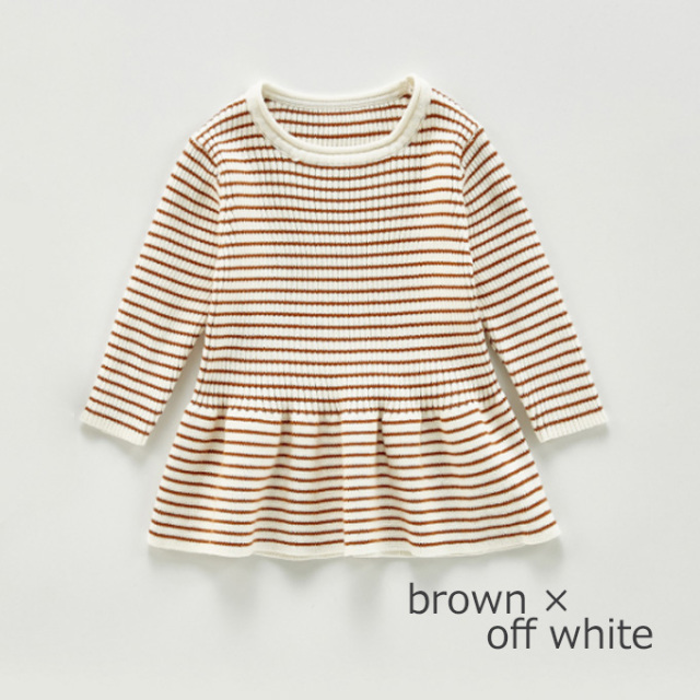 ベビー ベビー服 ボーダー リブ フレア コットン 暖かい 春秋冬 女の子