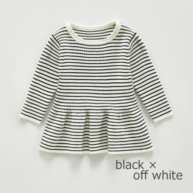 ベビー ベビー服 ボーダー リブ フレア コットン 暖かい 春秋冬 女の子