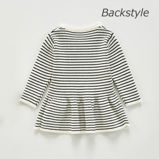 ベビー ベビー服 ボーダー リブ フレア コットン 暖かい 春秋冬 女の子