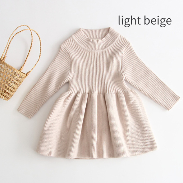 ベビー ベビー服 リブ 暖かい 長袖 ワンピース 春秋冬 女の子 子ども Pearls パールズ
