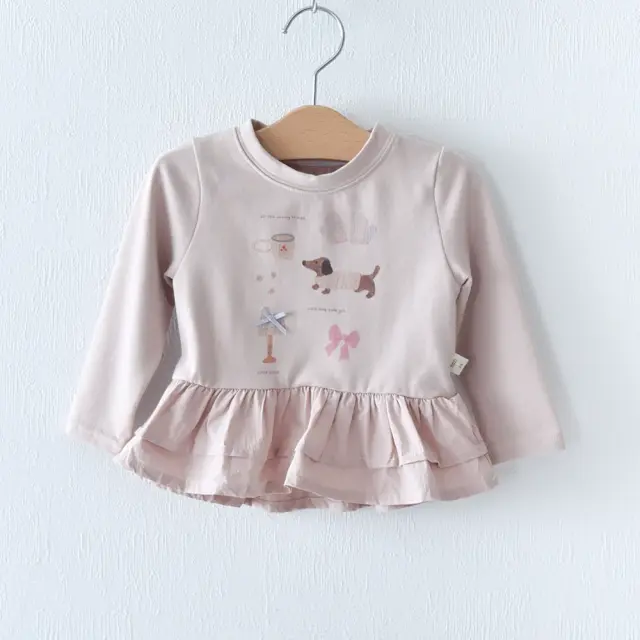 ベビー キッズ トップス プルオーバー ベビー服 キッズ服 子供服 長袖 裾フリル ガーリー Pearls パールズ