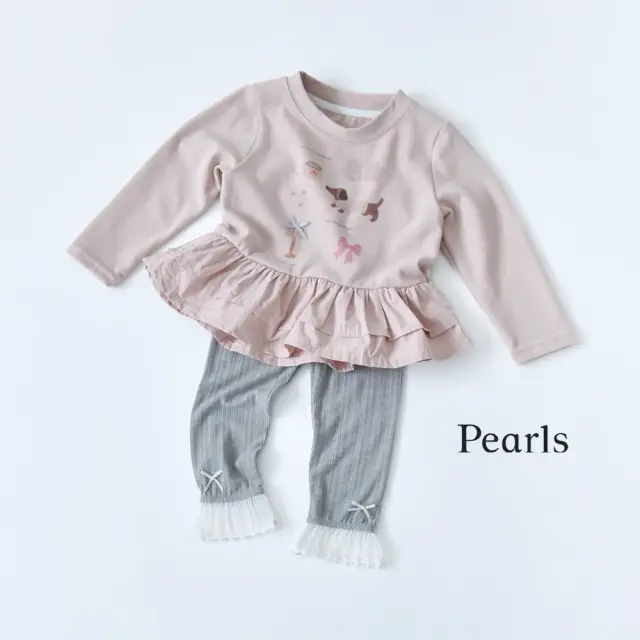 ベビー キッズ トップス プルオーバー ベビー服 キッズ服 子供服 長袖 裾フリル ガーリー Pearls パールズ