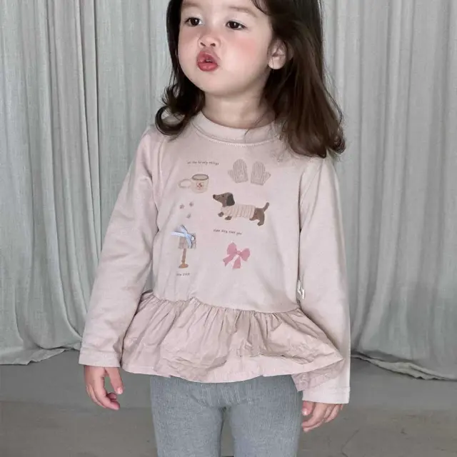 ベビー キッズ トップス プルオーバー ベビー服 キッズ服 子供服 長袖 裾フリル ガーリー Pearls パールズ
