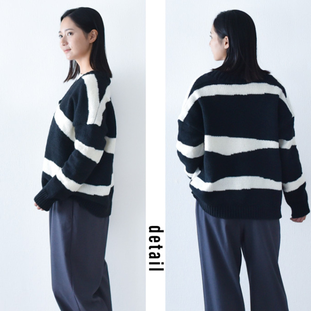 マタニティ 授乳服 ニット ボーダー カーディガン 秋冬 冬 暖か トップス 臨月 授乳 Pearls パールズ