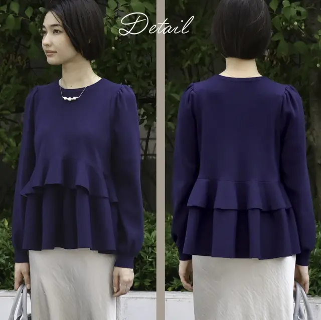 授乳ケープ一体型 授乳服 マタニティ トップス 秋 冬 ニット ペプラム 暖かい 長袖 Pearls パールズ