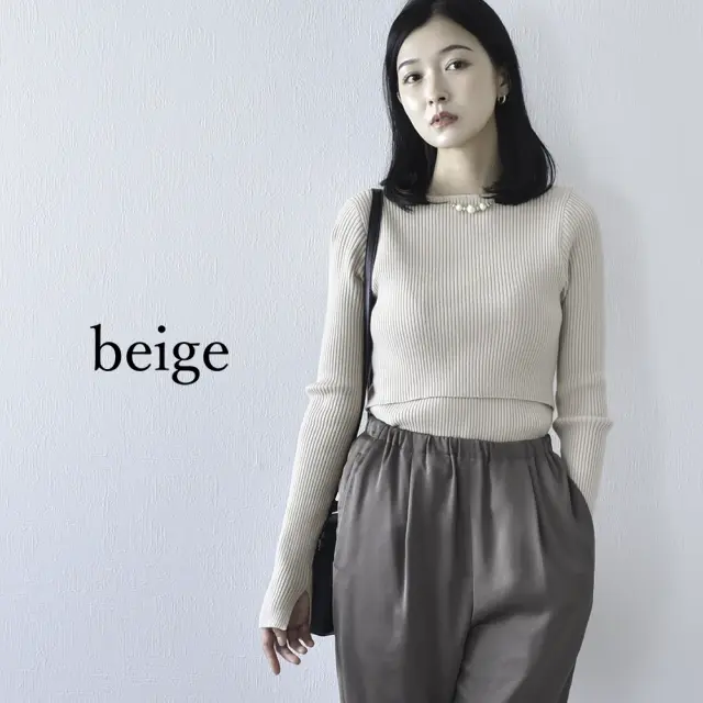 マタニティ通販パールズ 授乳ボートネックリブニット 暖か フィット 秋冬