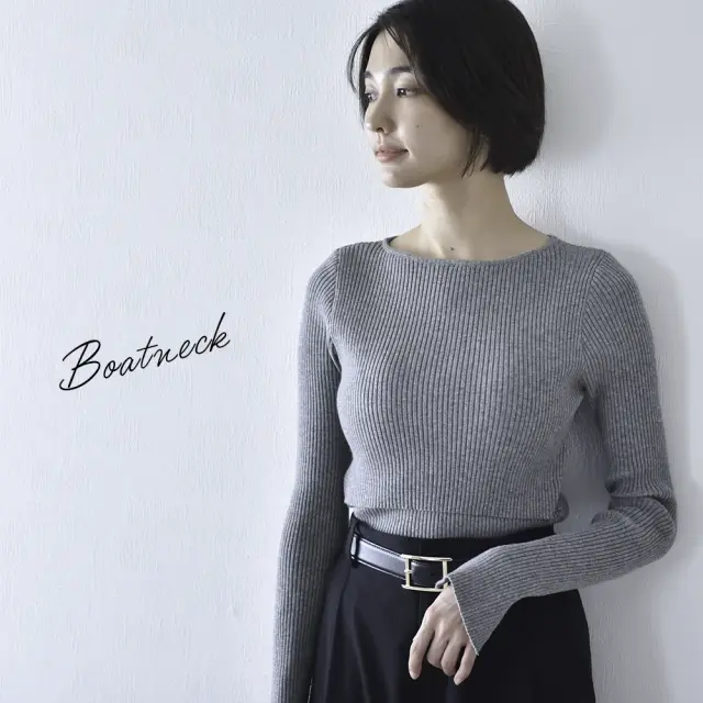 授乳服 マタニティ ボートネック トップス 冬 ニット リブ 暖かい 授乳口 Pearls パールズ