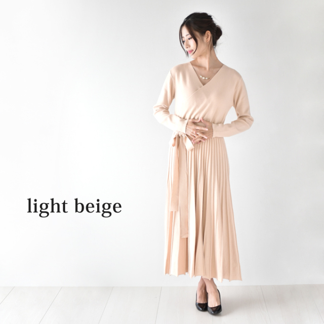 Pearls パールズ 授乳服 マタニティ ワンピース 秋冬 フォーマル ニットワンピ ロング