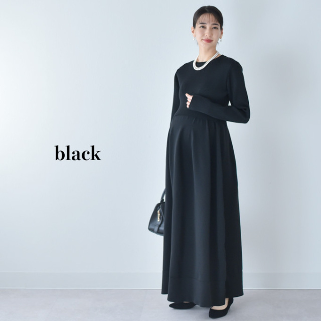 授乳服 マタニティ ニットワンピース ニット ワンピース 授乳口 長袖 ボリューム袖 授乳ケープ パールズ Pearls