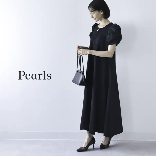 授乳服 マタニティ ニットワンピース ニット ワンピース 授乳口 半袖 ボリューム袖 授乳ケープ Pearls パールズ