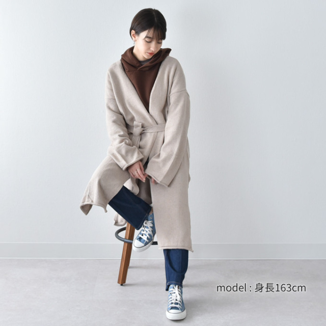 5W ゴワット ロングガウン メルトン ネイビー 5W Wool Gaungi | O V E R