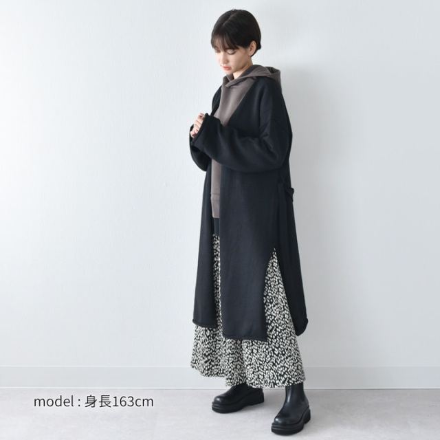 5W ゴワット ロングガウン メルトン ネイビー マタニティ通販パールズ 季節の変わり目にぴったりなロング