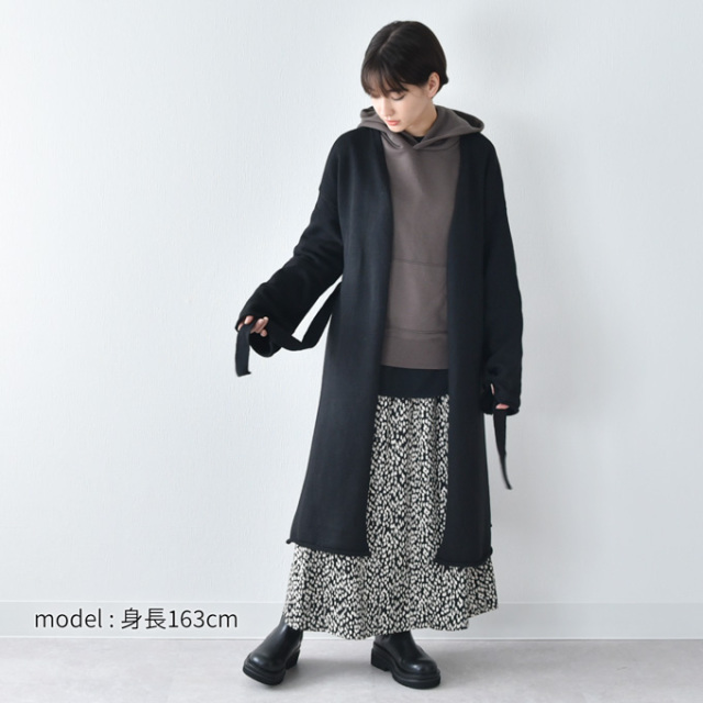 ドゥロワー ニットコート ガウン カシミヤ75% 2023AW 黒 コクーン