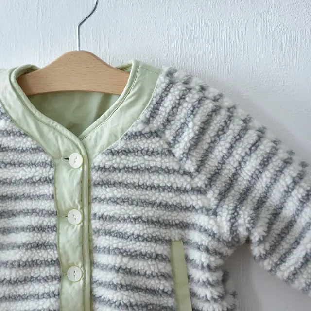 ベビー キッズ アウター ボア ボーダー 防寒 リバーシブル 中綿 ベビー服 キッズ服 Pearls パールズ