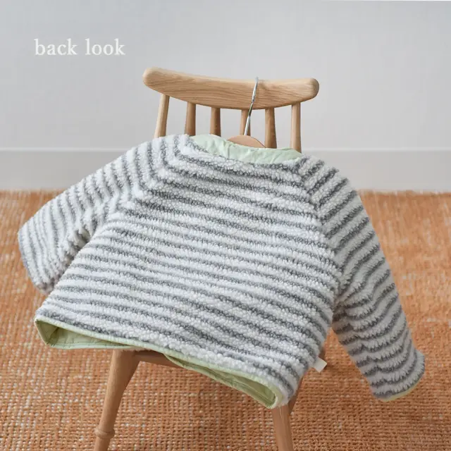 ベビー キッズ アウター ボア ボーダー 防寒 リバーシブル 中綿 ベビー服 キッズ服 Pearls パールズ