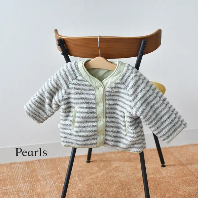 ベビー キッズ アウター ボア ボーダー 防寒 リバーシブル 中綿 ベビー服 キッズ服 Pearls パールズ