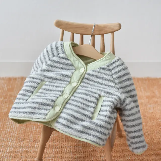 ベビー キッズ アウター ボア ボーダー 防寒 リバーシブル 中綿 ベビー服 キッズ服 Pearls パールズ