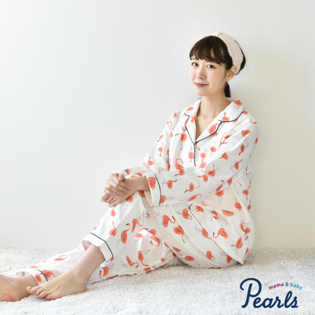 Pearls パールズ 授乳服 マタニティ パジャマ 長袖 コットンガーゼ