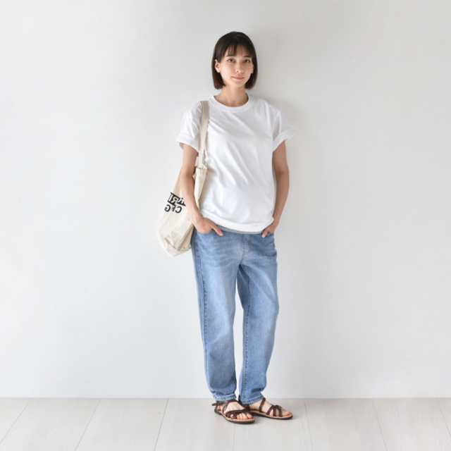 マタニティ デニム テーパード ボーイズ ダメージ マタニティパンツ マタニティデニム マタニティジーンズ パールズ Pearls