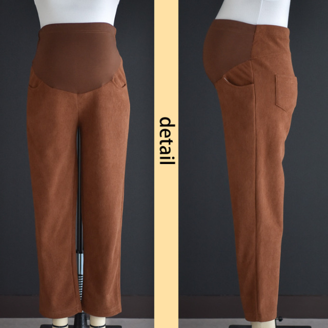 マタニティ パンツ 裏起毛 コーデュロイ フリース 秋冬 冬 ワイド ルームウエア Pearls パールズ