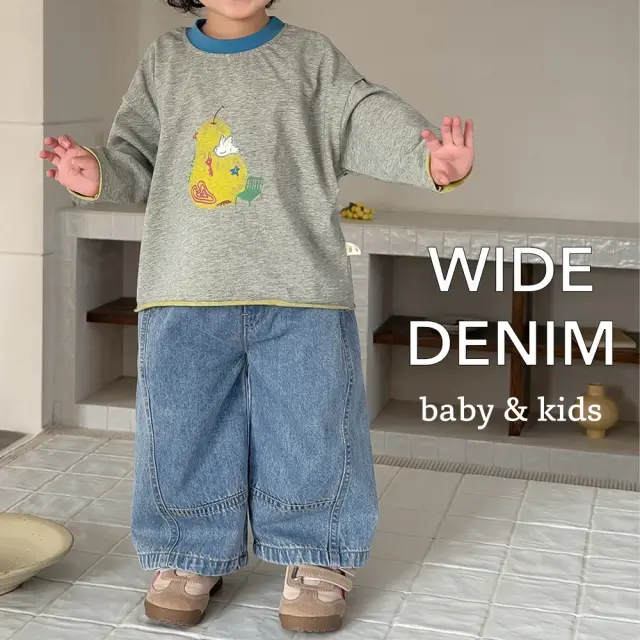 ベビー キッズ パンツ ボトム デニム ワイドシルエット ベビー服 キッズ服 子供服 Pearls パールズ