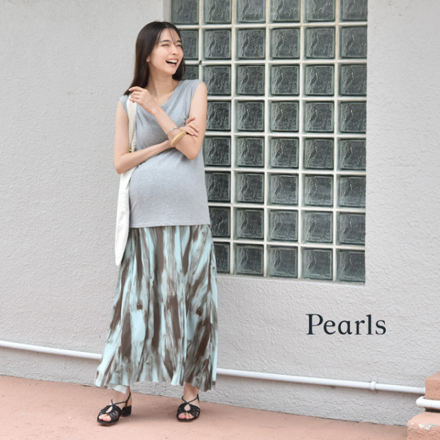マタニティ スカート ロング フレア マキシ シアー 春夏 ボトム ボトムス Pearls パールズ
