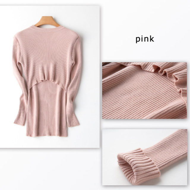 Pearls パールズ 授乳服 トップス リブニット マタニティ 秋 冬 長袖 暖か フィット