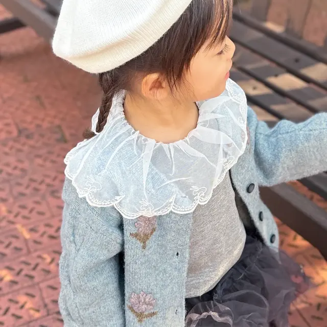 ベビー キッズ トップス カットソー ガーリー ベビー服 キッズ服 シフォンレース Pearls パールズ