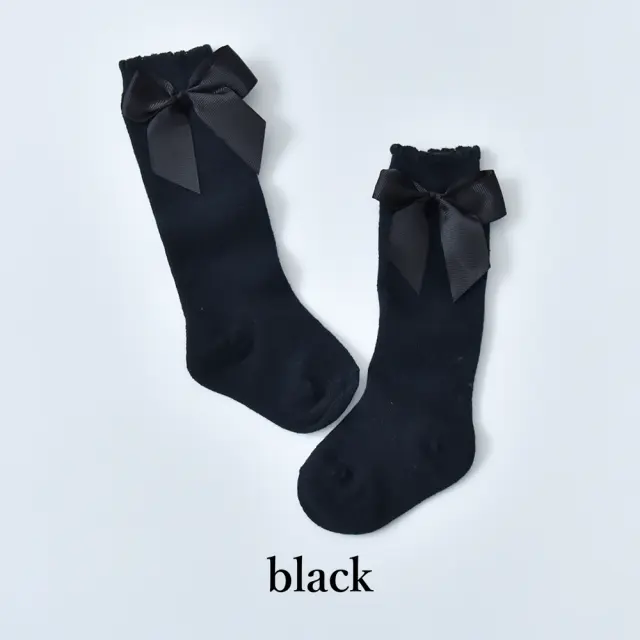 ベビー キッズ ソックス 靴下 くつ下 ハイソックス リボン 無地 シンプル 女の子 Pearls パールズ