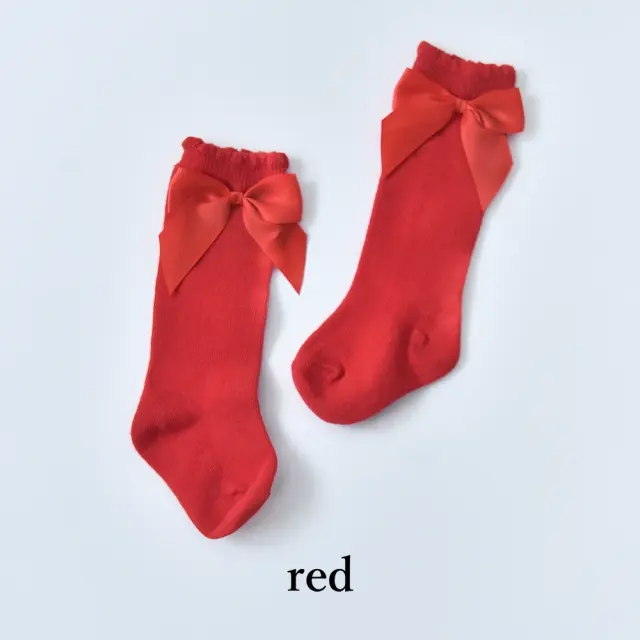 ベビー キッズ ソックス 靴下 くつ下 ハイソックス リボン 無地 シンプル 女の子 Pearls パールズ