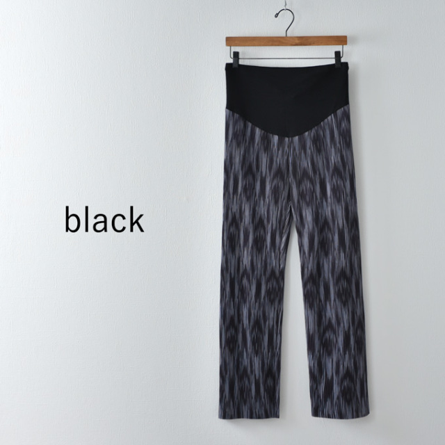 マタニティ パンツ リブ 夏 春 春夏 ワイド ストレート 柄パンツ Pearls パールズ