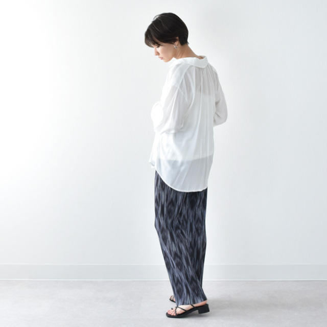 マタニティ パンツ リブ 夏 春 春夏 ワイド ストレート 柄パンツ Pearls パールズ