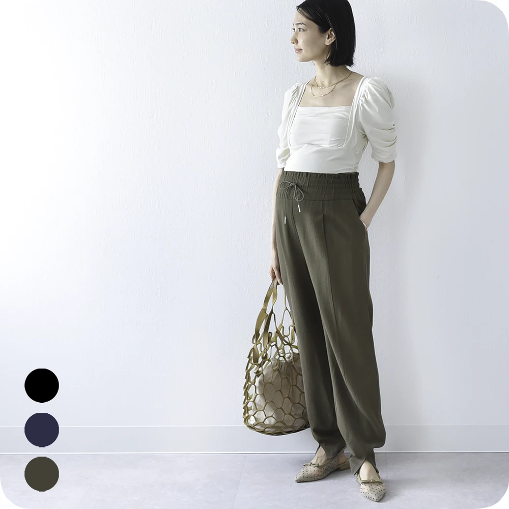 マタニティ ハイウエスト パンツ 産前産後 オフィス きれいめ アジャスター ウエスト調節 ウエストゴム Pearls パールズ