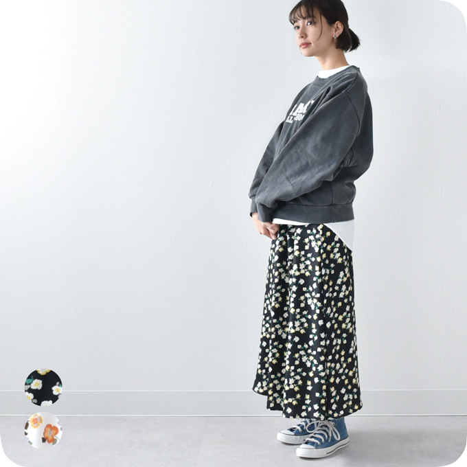 マタニティ スカート 花柄 ロング フレア マキシ フラワープリント 春夏 ボトム Pearls パールズ