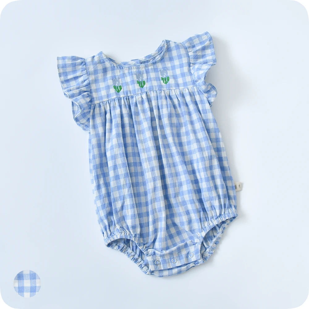 ベビー キッズ ロンパース ベビー服 キッズ服 子供服 チェック ギンガムチェック ショルダーフリル Pearls パールズ