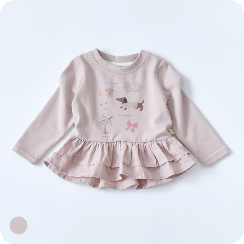 ベビー キッズ トップス プルオーバー ベビー服 キッズ服 子供服 長袖 裾フリル ガーリー Pearls パールズ