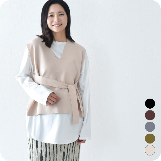 授乳服 ニット ベスト 秋冬 冬 暖か マタニティ トップス Pearls パールズ