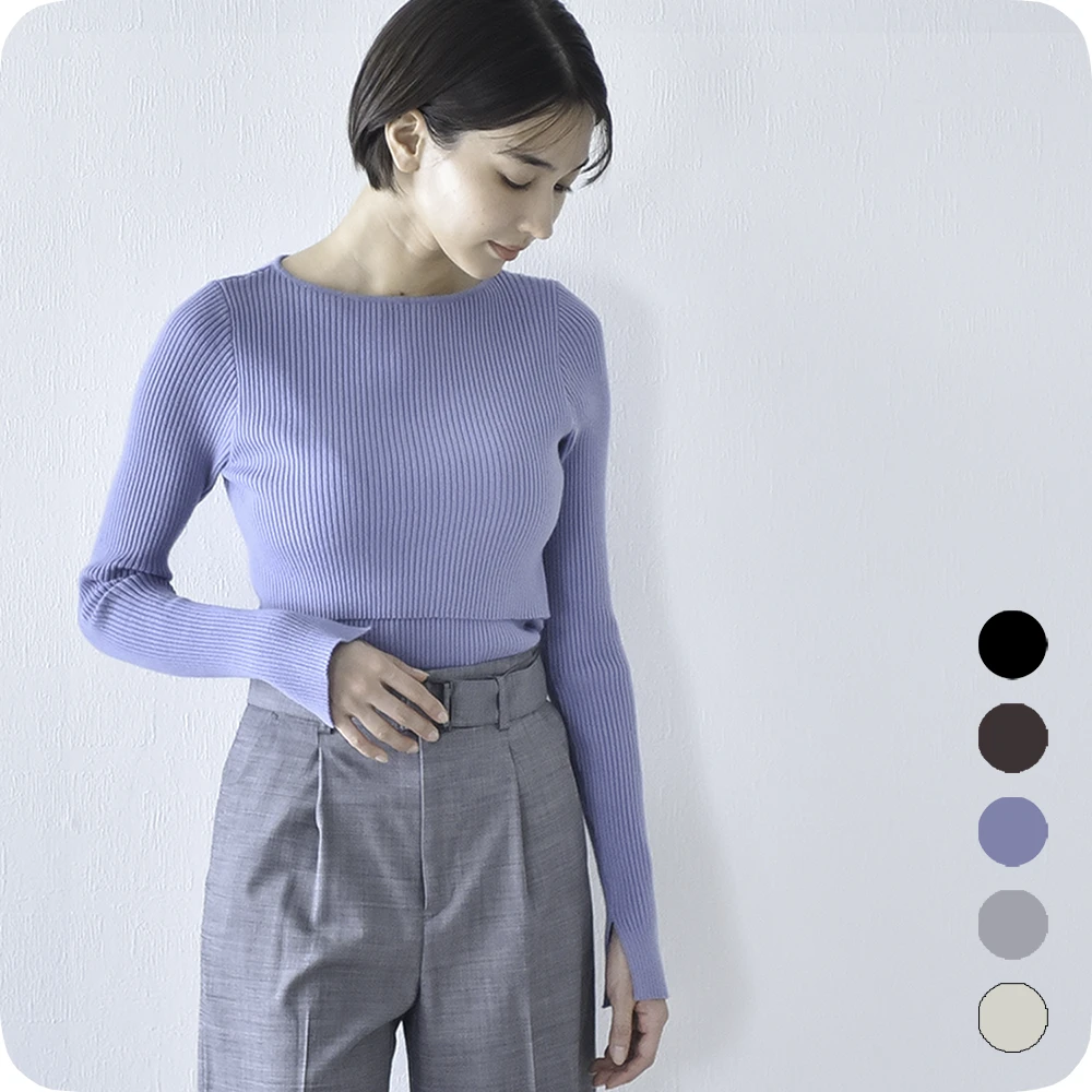 授乳服 マタニティ ボートネック トップス 冬 ニット リブ 暖かい 授乳口 Pearls パールズ