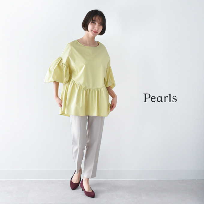Pearls パールズ 授乳服 マタニティ トップス 袖コンシャス オフィス 前開き タイプライター チュニック 春夏秋 授乳ケープ一体型 ブラウス シャツ 授乳口 妊婦服 産前産後 オシャレ おしゃれ 可愛い かわいい 白 黒 ホワイト ブラック イエロー