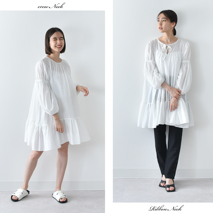 Pearls パールズ 授乳服 マタニティ トップス ボリューム袖 袖コンシャス オフィス チュニック ドットジャガード 春夏 秋 コットン 綿 ブラウス 授乳口 妊婦服 産前産後 オシャレ おしゃれ 可愛い かわいい 白 黒 ホワイト ブラック