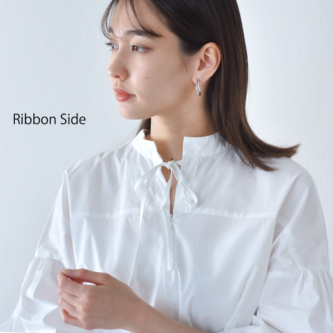 Pearls パールズ 授乳服 マタニティ トップス ボリューム袖 ボリュームスリーブ ブラウス シャツ 袖コンシャス オフィス 前開き タイプライター ボタン リボン 春夏秋 授乳口 妊婦服 産前産後 オシャレ おしゃれ 可愛い かわいい 白 黒 ホワイト ブラック ブルー