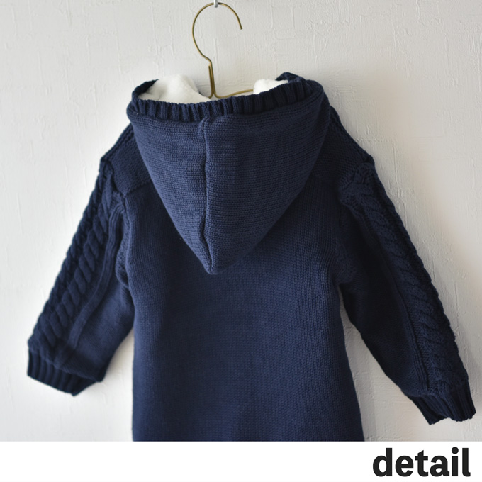 Pearls パールズ ベビー服 冬 暖か ボア カバーオール アウター  ニット 男の子 女の子 防寒 新生児 裏起毛