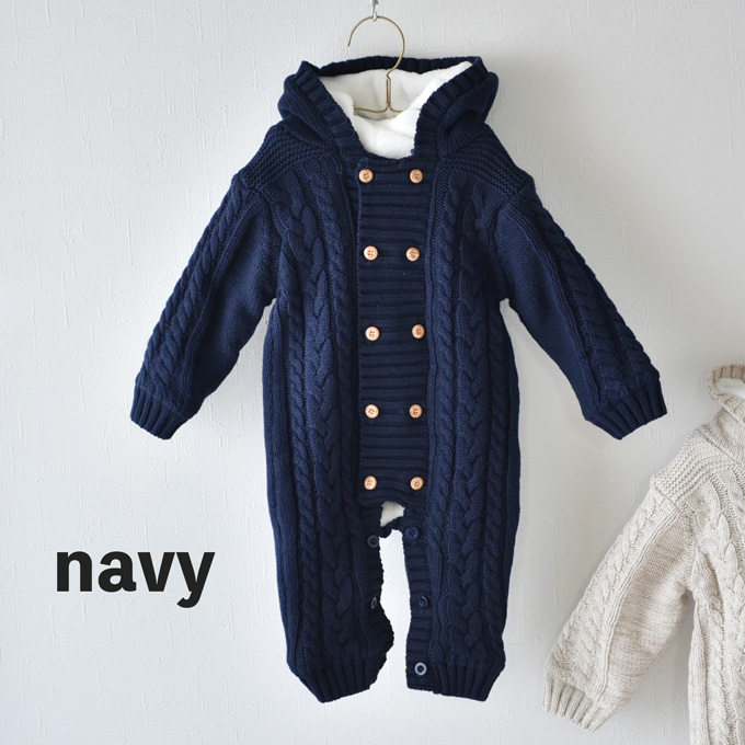 Pearls パールズ ベビー服 冬 暖か ボア カバーオール アウター  ニット 男の子 女の子 防寒 新生児 裏起毛